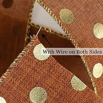Amazon.com: HUIHUANG Burnt Orange Polka Dot Wired Ribbon 2-1